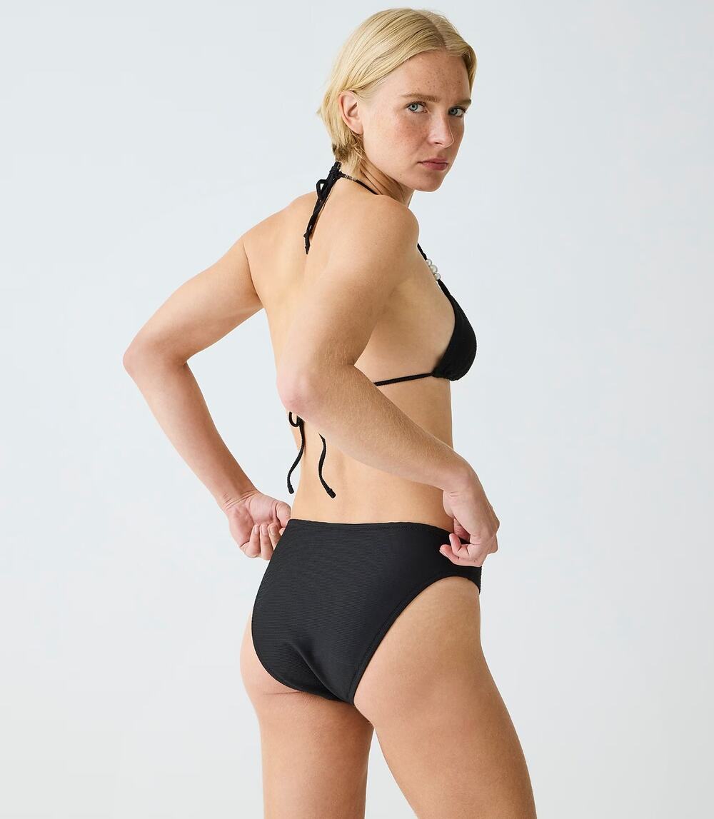 J.Crew Ribbed High Rise Cheeky Bikini Bottom Beach Swim Minimalist Black S NWT